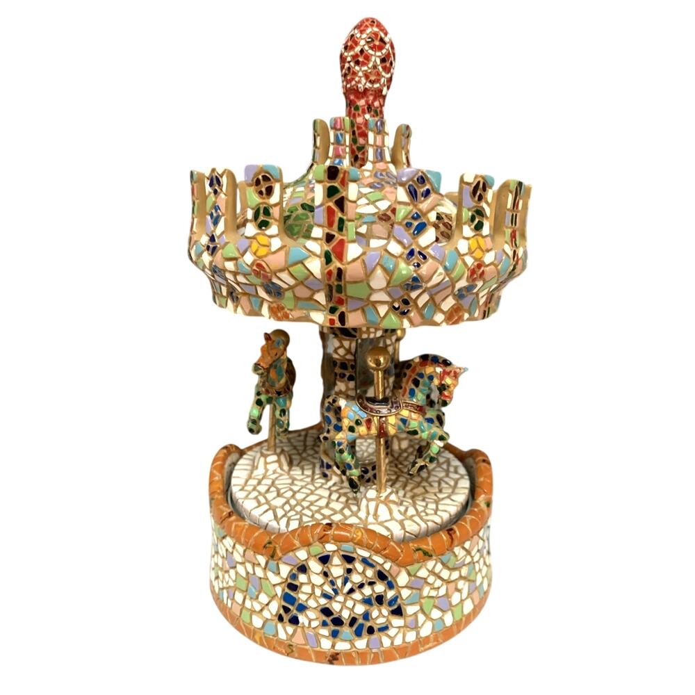 Barcino Classic Mosaic Musical Carrousel Hand Painted 04527 In Box Made In Spain